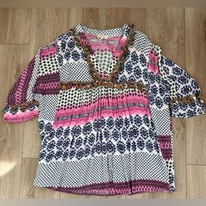 Velzera bohemian Colorful Patterned Blouse with Tassles